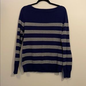 Navy blue and grey striped sweater